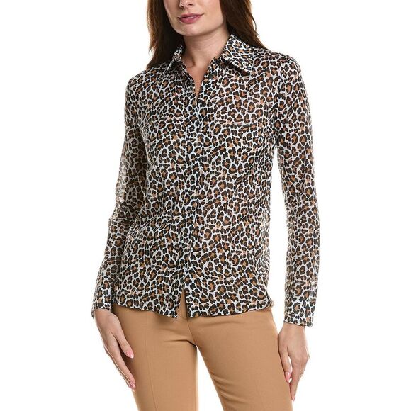 Michael Kors Collection WomensLeopard Hansen Top, Tan